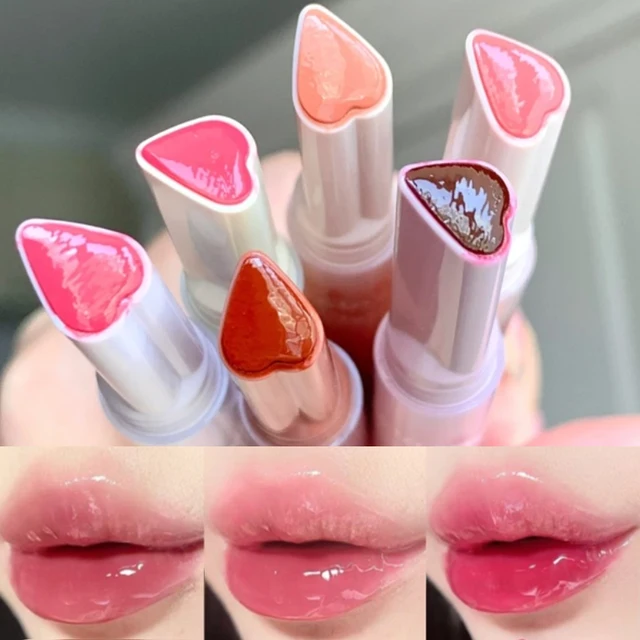 Heart-shaped Lip Glaze Jelly Mirror Lipstick Waterproof Non-stick Cup Lip Gloss Clear Makeup Lasting Moisturizing Lipstick Pen