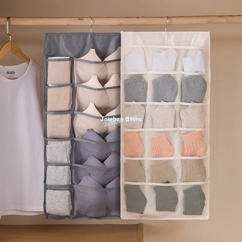 

Underwear Bra Storage Bag Foldable Bra Hanger Storage Organizer Double-sided Hanging Bag Tie Scarf Socks Storage Bag Organizer