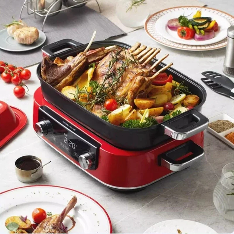 Morphyrichards 220V Multi Cooking Pot 6L Home Steamer Fryer Electric Grill Pan Hotpot Electric Frying Pan Electric Cooker 6