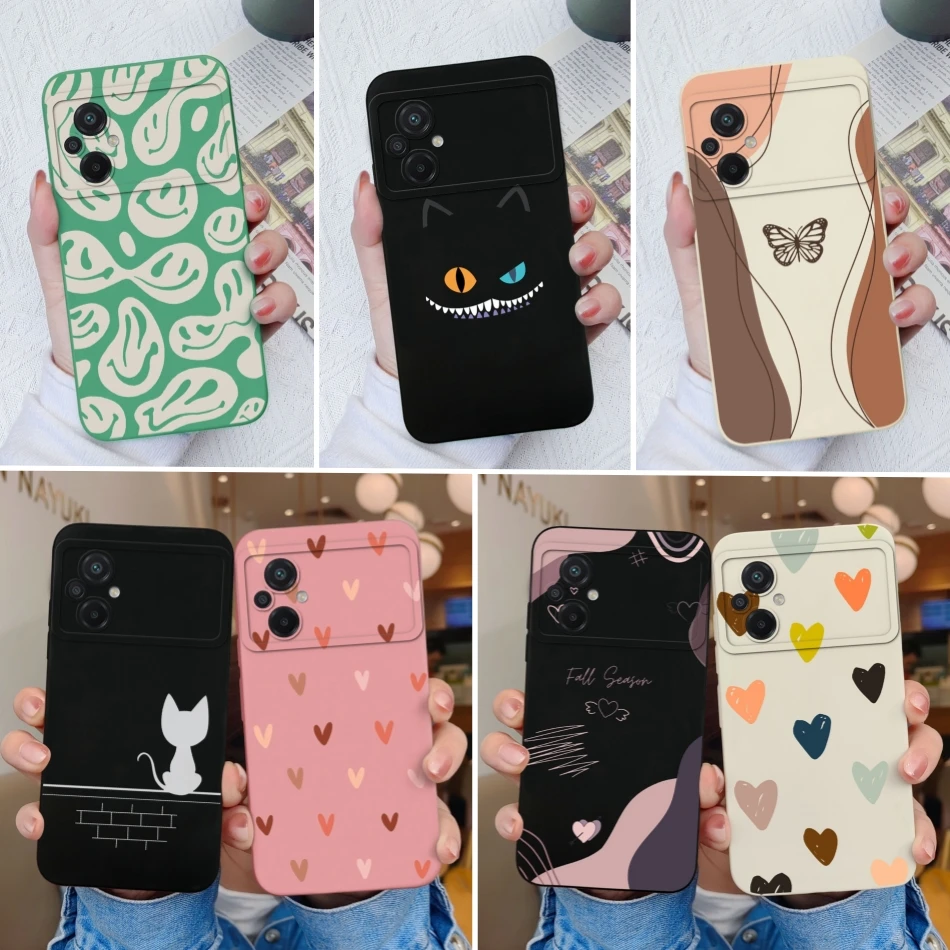 For Xiaomi Poco M5 M5S Phone Case Monster Cat Camera Protection Upgrade Liquid Silicone Bumper For Poco M 5 S Back Cover Shell