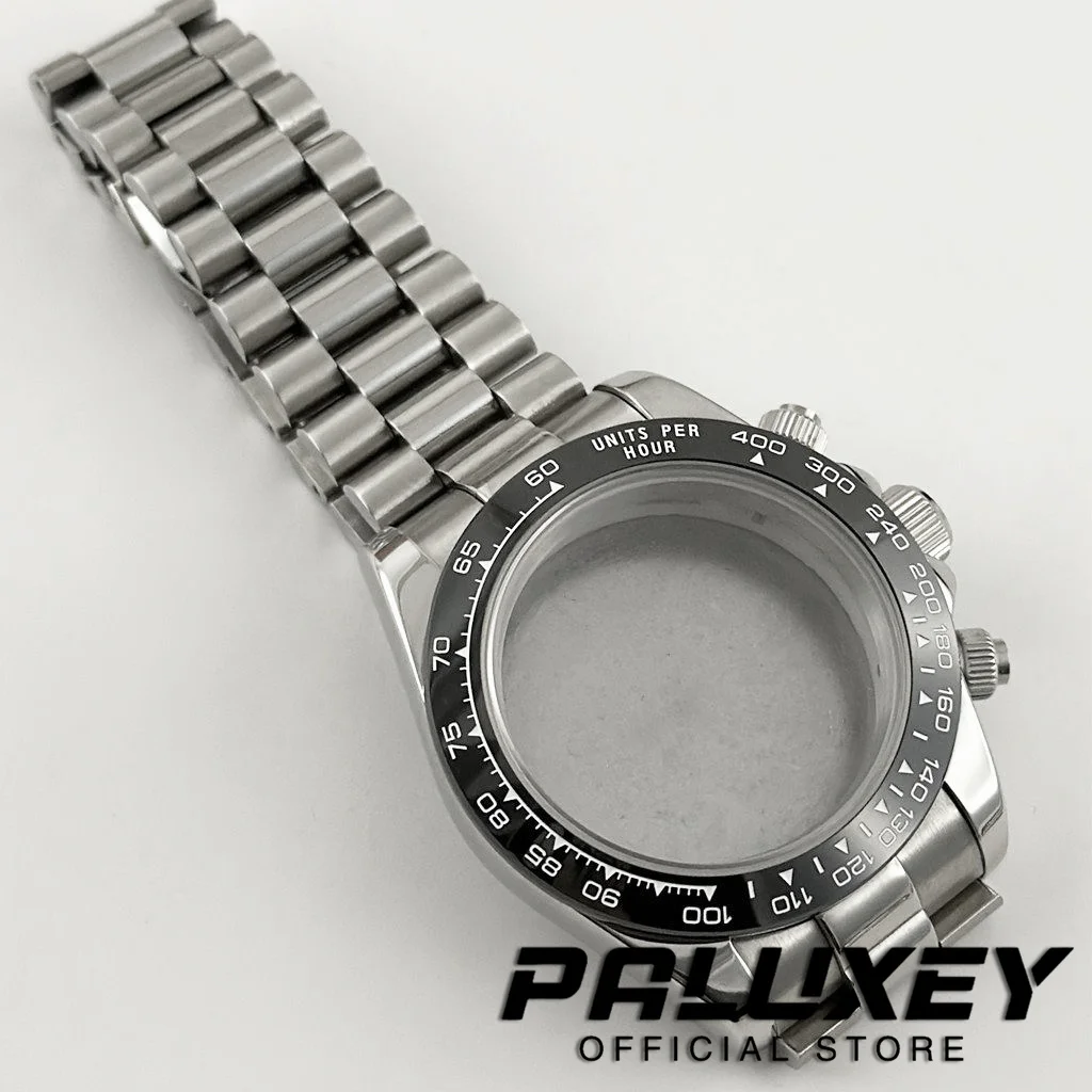 VK63 데이토나 40mm 사파이어 글래스 시계 케이스 남성용 시계 액세서리 VK63 VK64 쿼츠 무브먼트 프레지덴셜 브레이슬릿에 적합