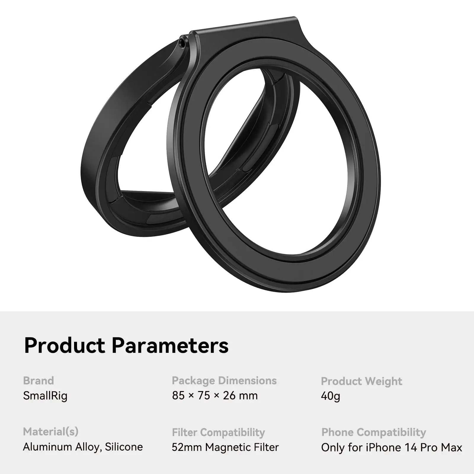Anel Adaptador de Filtro Magnético Smallrig Suporte de Telefone para Iphone 14 Pro Max Dobrável Compacto e Portátil 52 mm em 4219 - Image 5