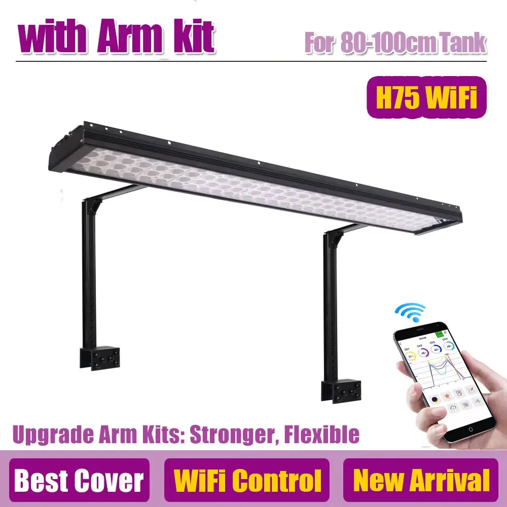 PopBloom 200W LED Aquarium Beleuchtung - Volles Spektrum Für Korallen Aquarium 80-120cm