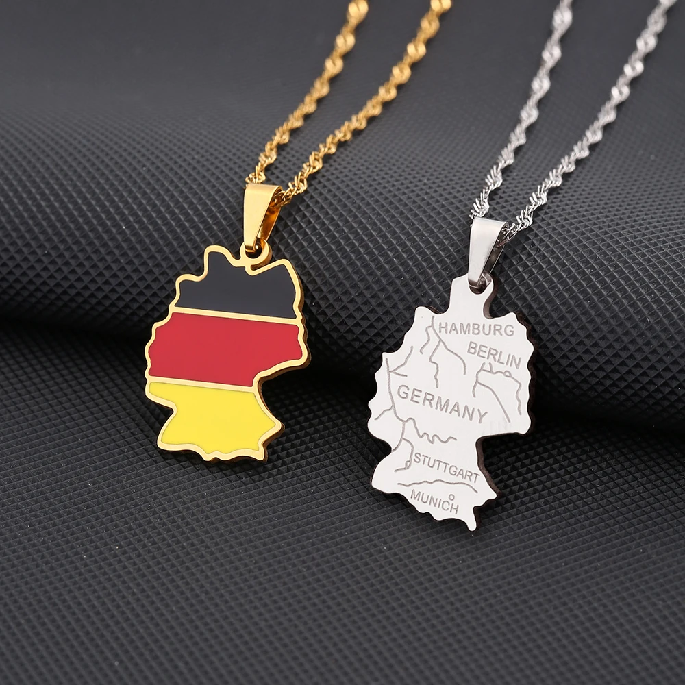 Mode Deutschland Karte Flagge Anhänger Halskette Edelstahl Männer Frauen Deutschland Karten Schmuck Geschenk