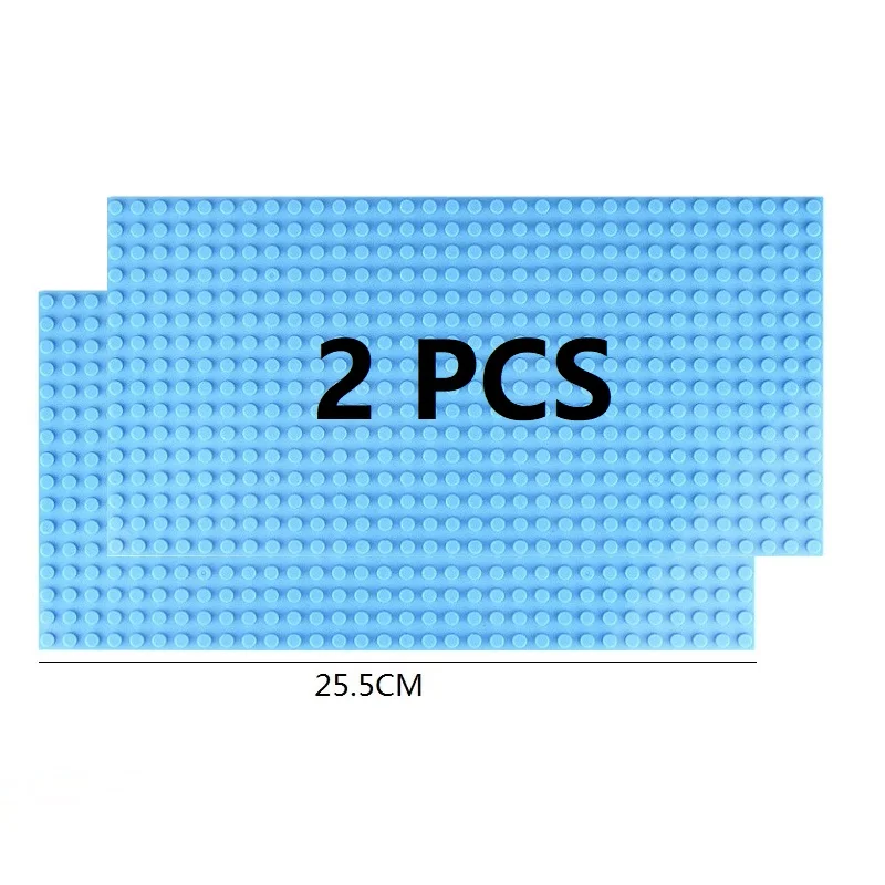 Set of 2 Classic Building Baseplates - Large Plastic Construction Block Bases
