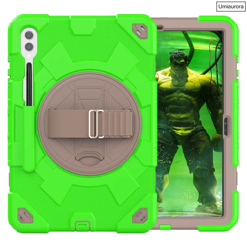 For Samsung Galaxy Tab S9 FE Plus 12.4 inch SM-X810 SM-X610 SM-X710 Tablet Case Kids PC Silicone Rotation Strap_voghion.com