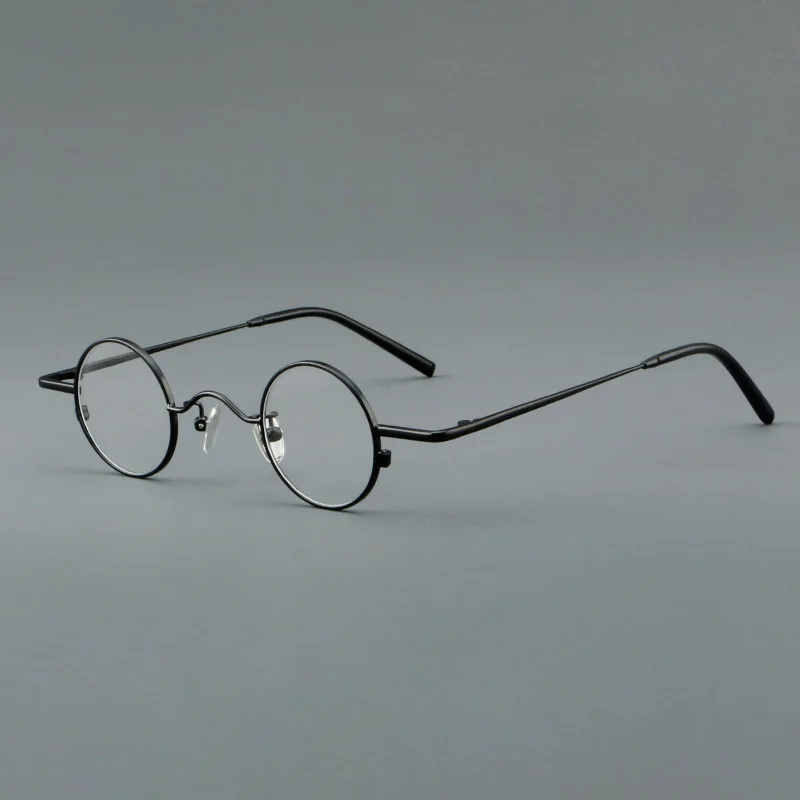 KLAR Ultraleichte Titanbrille, modisch, Retro, runde Brille, kleine Größe, Hyperopie, Myopie, optischer Rezeptrahmen, Unisex – Detail 2