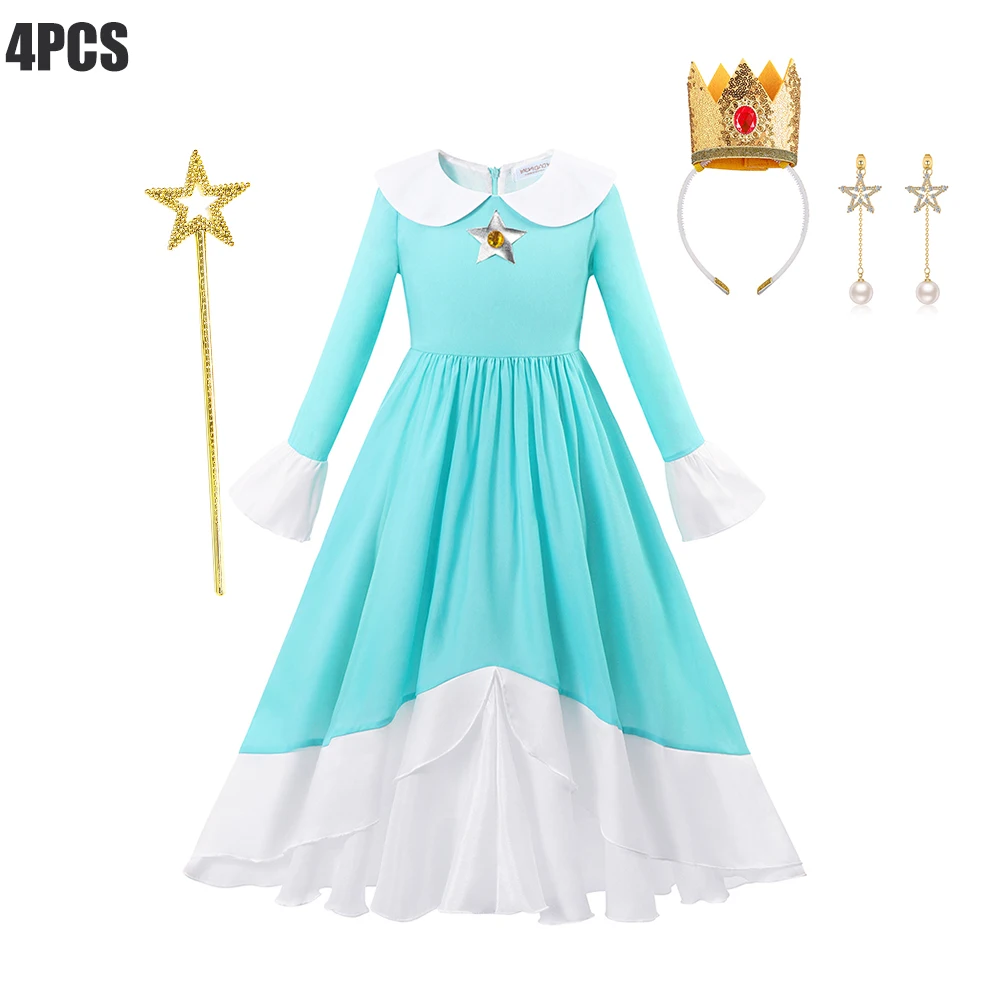 thumbnail image 1 of Disfraz de princesa de melocotón para niños, vestido de actuación de escenario de Margarita y galaxia, traje de fiesta de Halloween de cumpleaños elegante, vestidos de Cosplay, 1 of 4
