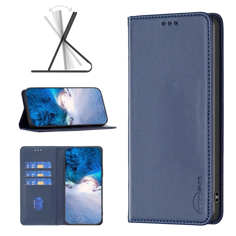 Stylish Solid Color Leather Wallet Phone Cover with Magnetic Closure