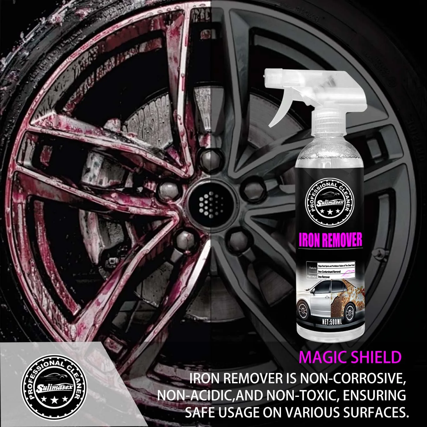 Iron Powder Remover,Multifunctional Paint Cleaner,Car Rust Removal Spray,Iron Powder Remover for Car,Iron Cleaner for Car Rust