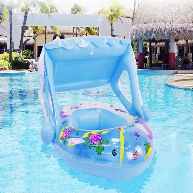 Inflatable Swimming Ring Toddler Swim Boat Swimming Training Baby Swimming Ring Child Swimming Pool Water Seat With Canopy 1