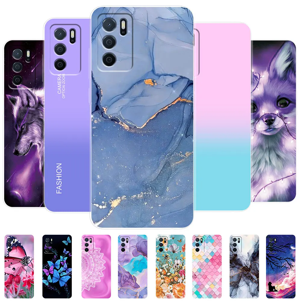 Per Oppo A16 Custodia Oppo A16S A54S Custodia Morbida In Silicone Per Oppo A16 Cover Posteriore In Marmo Trasparente Per Oppo A16S A54S Paraurti Del T