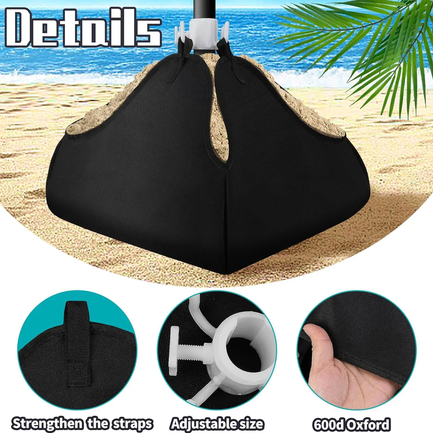 Beach Umbrella Base Weight 600D Oxford Cloth Heavy Duty Beach Sun Umbrella Sand Bags for Patio Stand Cantilever Base