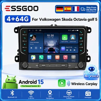 ESSGOO Radio de coche 2 Din Android 15, reproductor multimedia inalámbrico para coche, GPS, WiFi, para Volkswagen Skoda Octavia golf 5 6 touran passat polo Jetta 1