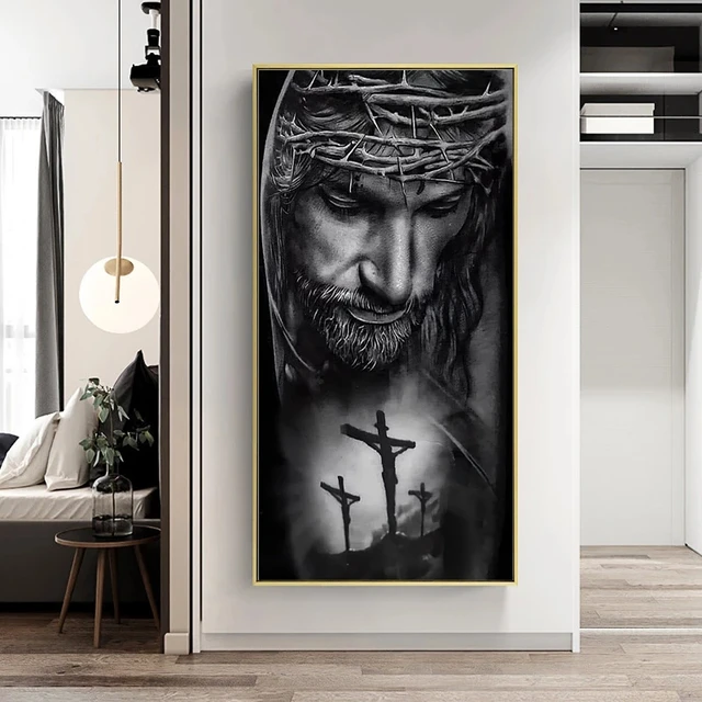 Diamond Painting Cross Religion Jesus  Black White Jesus Painting - Diamond  Art - Aliexpress