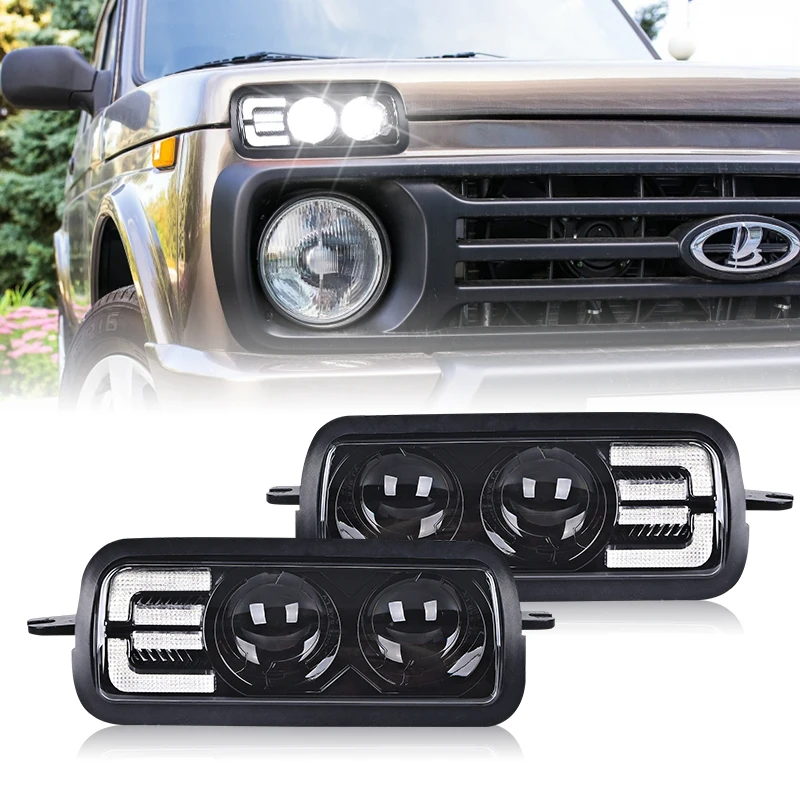 

Front Daytime Running Headlight For Lada Niva 4x4 1995+ with Running Turn Signal Light Lamp DRL Car Fog Lamp