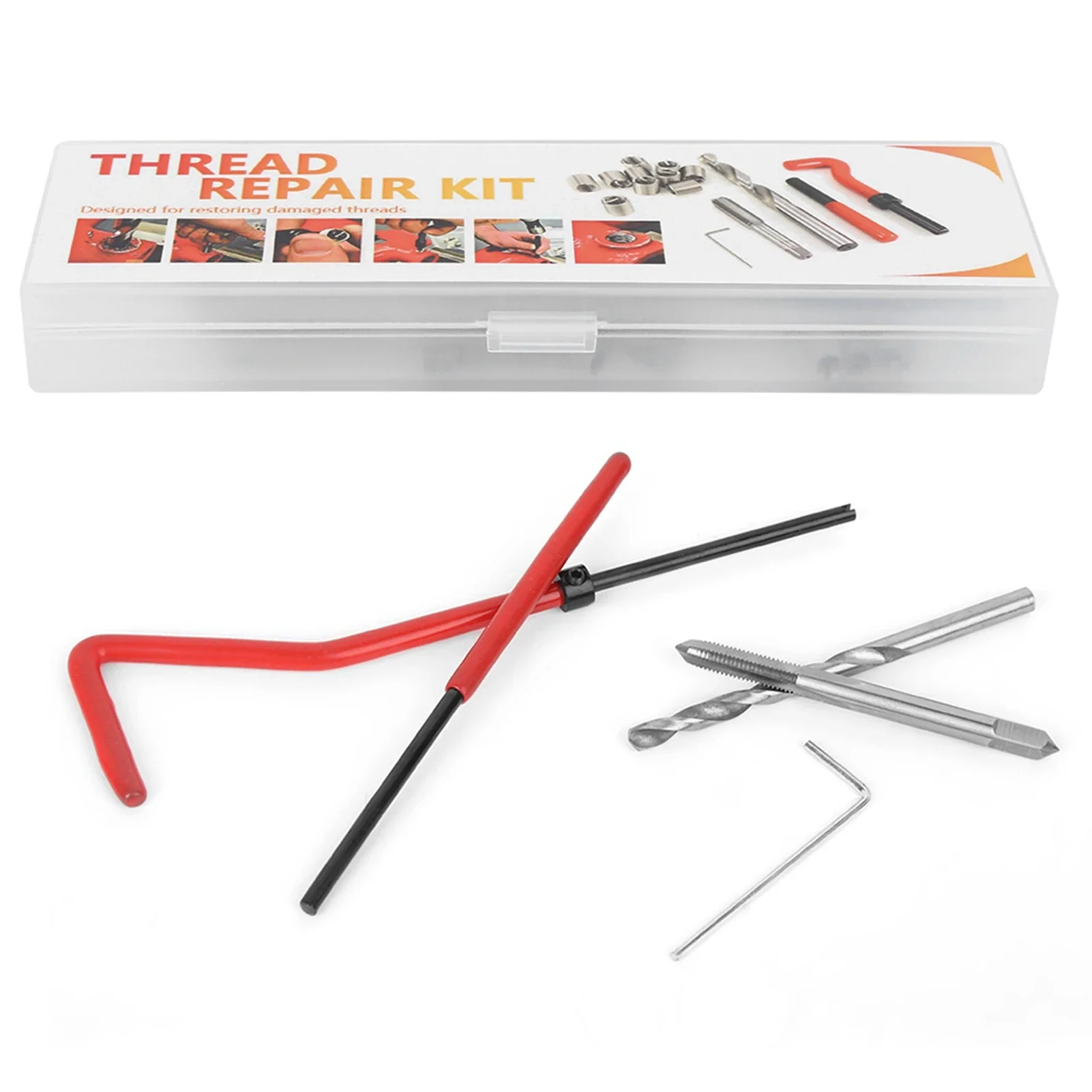 Набір вставок для ремонту різьби M4 Набір вставок для ремонту різьби з прозорою пластиковою коробкою для обробки інструменту для нарізання різьби