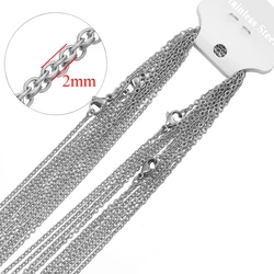 Gold Tone Stainless Steel Link Chain Necklaces - Set of 10 (Steel  2mm)