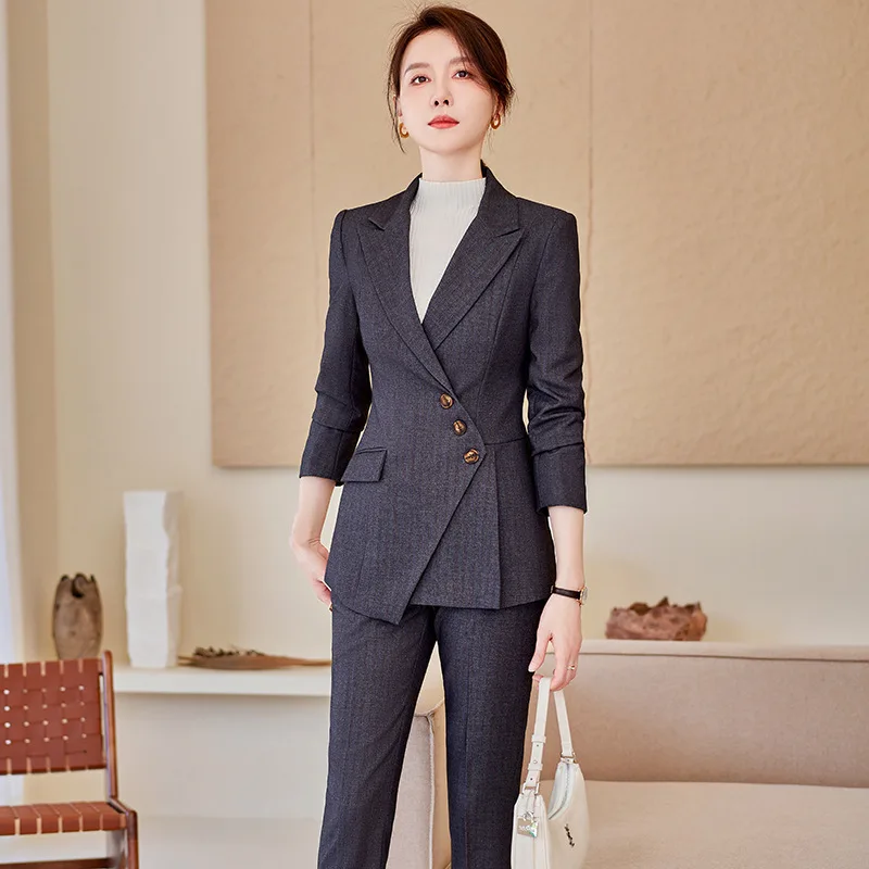 

Business Suit Striped Suit Female Autumn and Winter Temperament Goddess Style Interview Formal Wear Hotel Manager Building Sales