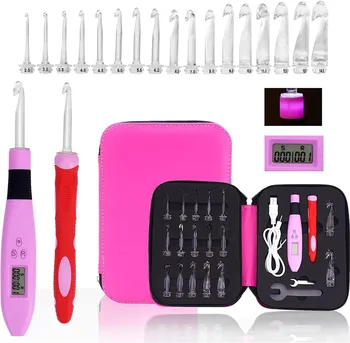 17-Piece Crochet Hook Set with LED Light & Digital Row Counter 1