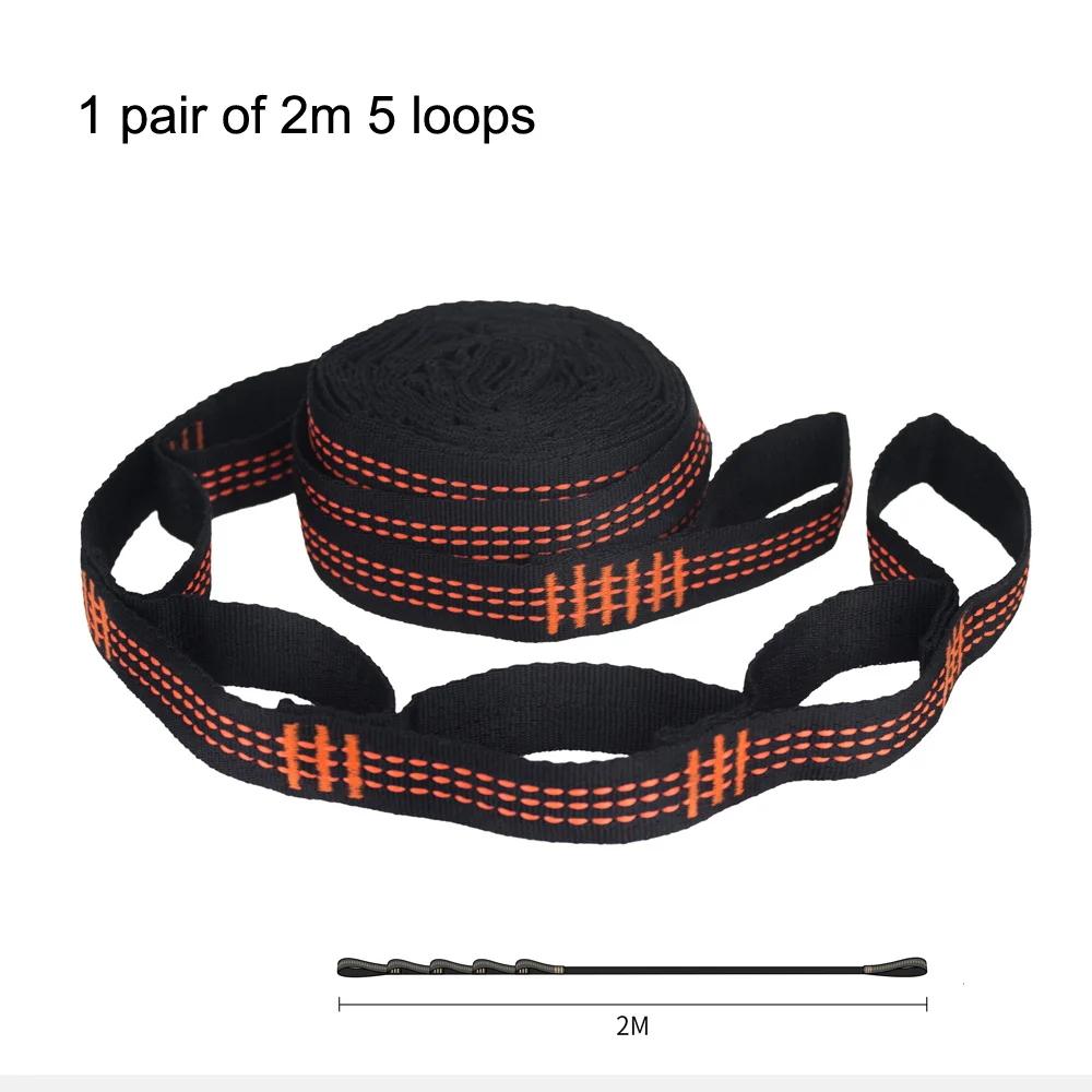 Pair of Special Reinforced Polyester Hammock Straps 2 Meters 5 Loops Adjustable Tree Hanging Belts Hammock Ropes hammock straps hammock rope hammock fittings