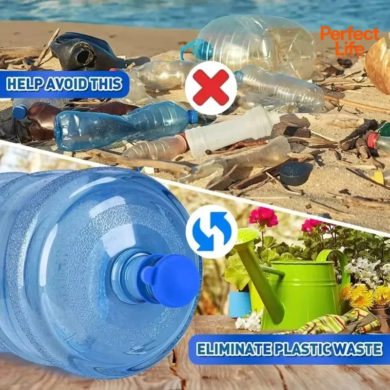 Water Jugs Cap With Inner Plug High Quality Durable Thick Drinking Bucket Cover Non-Spill Reusable Silicone Water Bottle Cover