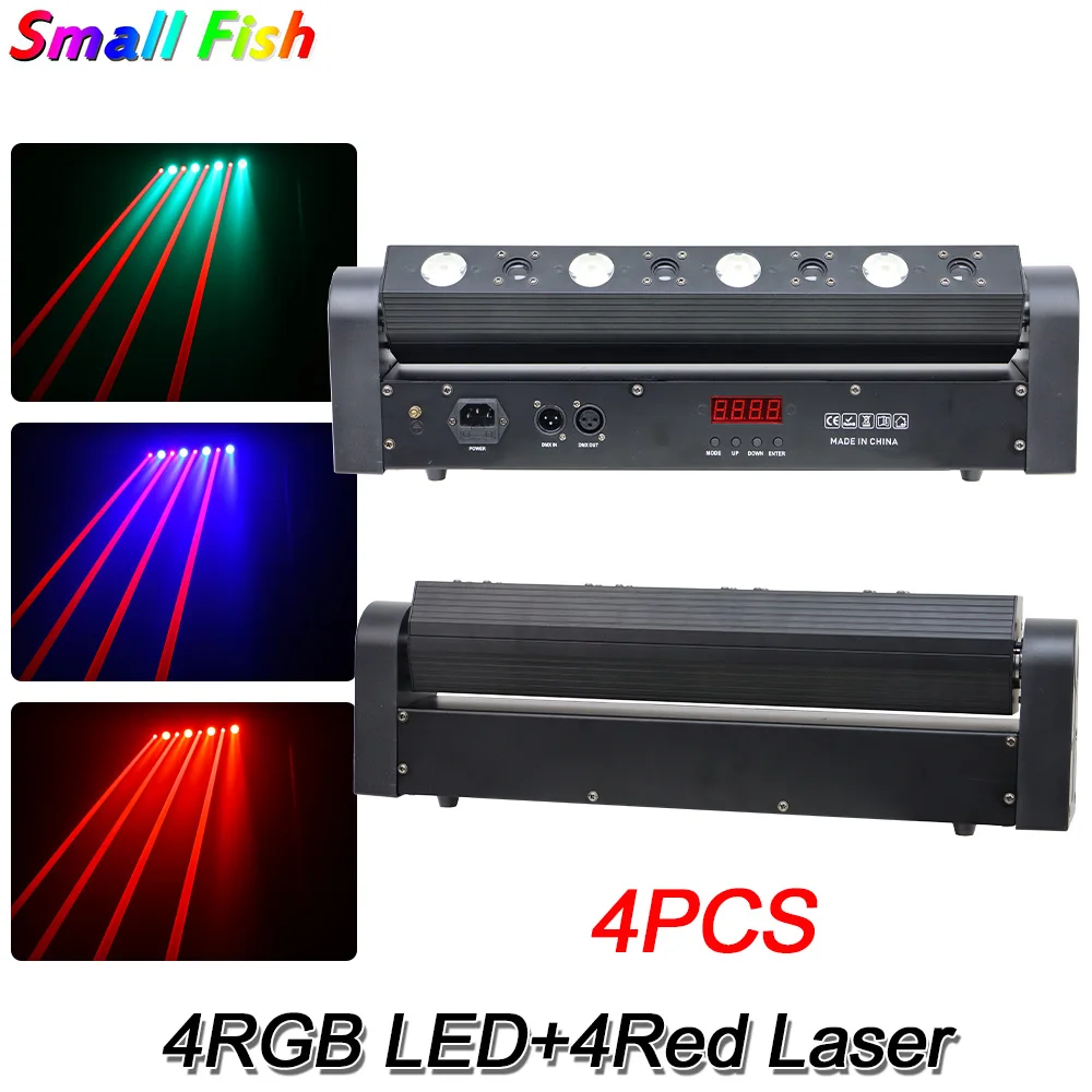 4/Lot LED RGBW Full Color With Red Laser Matrix Moving Head Stage Light Party Decoration Dj Disco Bar Night Club Fixtures