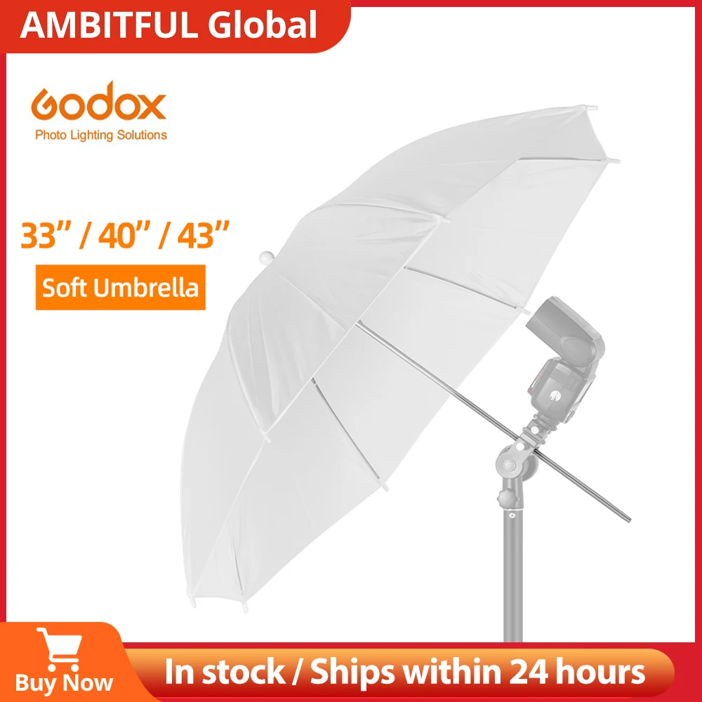 Godox 33" 84cm 40" 102cm 43" 108cm White Soft Diffuser Studio Photography Translucent Umbrella for Studio Flash Strobe Lighting