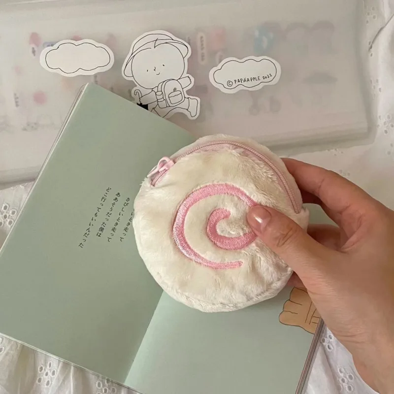 Kawaii Small Plush Coin Purse Pink Lipstick Headphone Small Bags Storage Bags Mini Bag Girl Purses Cute Keychain Bag For Women