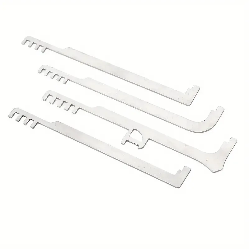 Locksmith Tools 4pcs Stainless Steel Comb tools Metal Teeth Lock repair Set For Firefighting Durable Pocket Size Emergency Tools