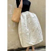 2024 New Arrival Spring/summer Arts Style Women Casual Loose Fit Elastic Waist A-line Jacquard Design Ankle-length Skirt P02 - Image 5