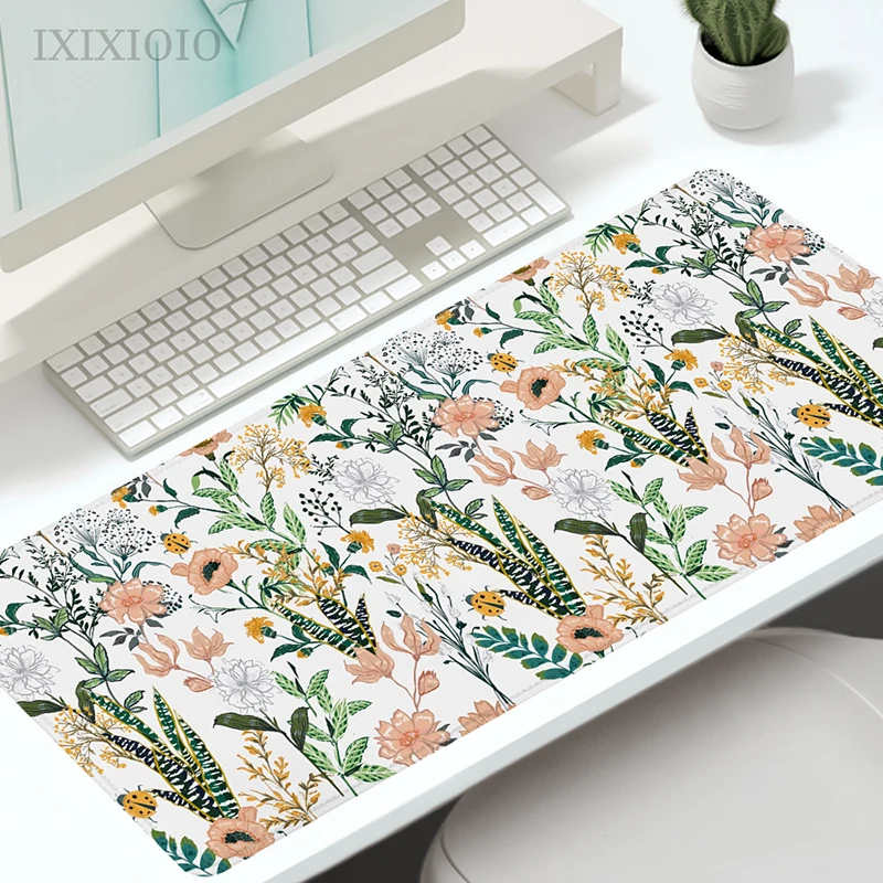 Borracha Natural Gaming Mouse Pad Folhas de Plantas Verdes xl Computador Personalizado Mousepad Tapete do Escritório Soft Desktop Playmat Xxl - Imagem 4