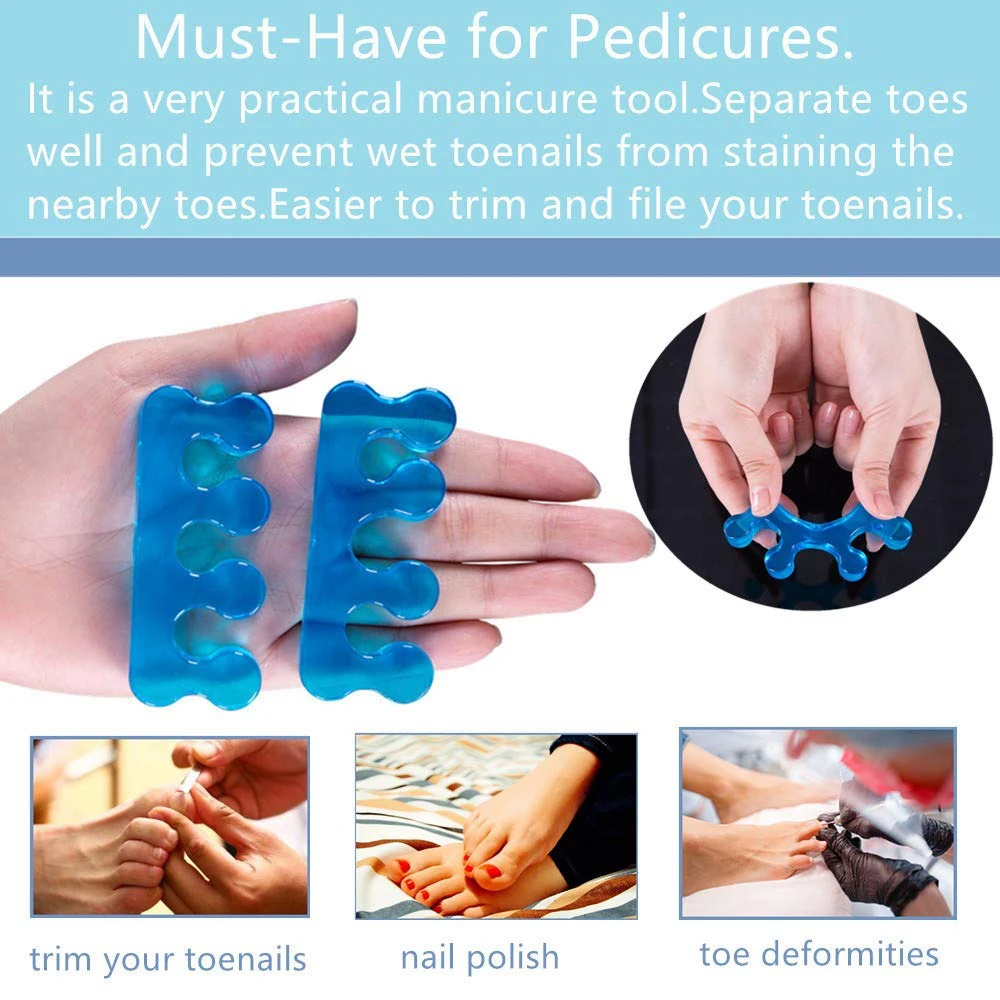 2Pcs/Pair Soft Silicone Toe Nails Separator Blue Pink Flexible Finger Toenails Spacers Separation for Nail Polish Pedicure Tools