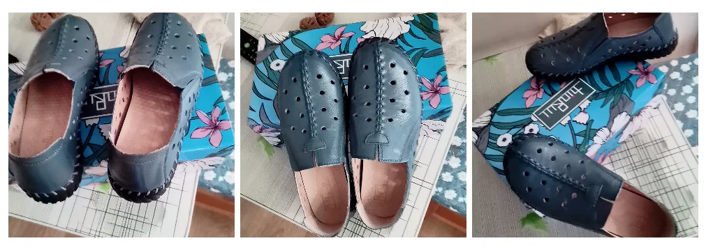 Große Größe 42 Rindsleder Ballerinas Mokassins Loafer Damen Sommer Cut-Out Schuhe Damen Fahr-Mokassins Alltagsschuhe – Detail 12