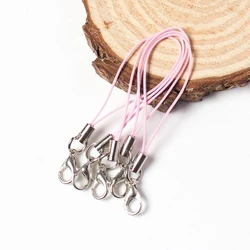 Vibrant Gold/Rhodium Charm Cord with Lobster Clasp for DIY Jewelry and Accessories Crafting - 50pcs (Pink)
