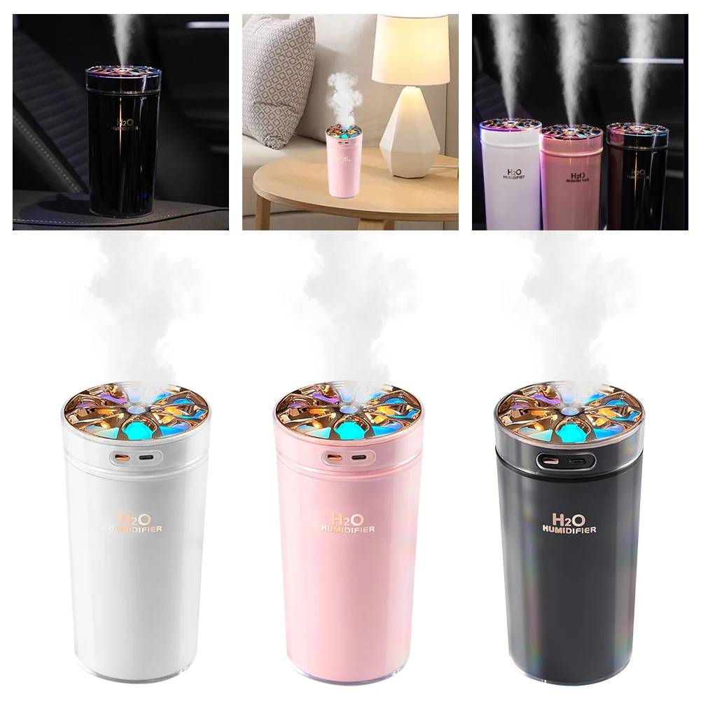 Car Aromatherapy Diffuser USB Powered Car Air Freshener Colorful Night Light 300ml Mini Mist Humidifier Timer for Office Bedroom