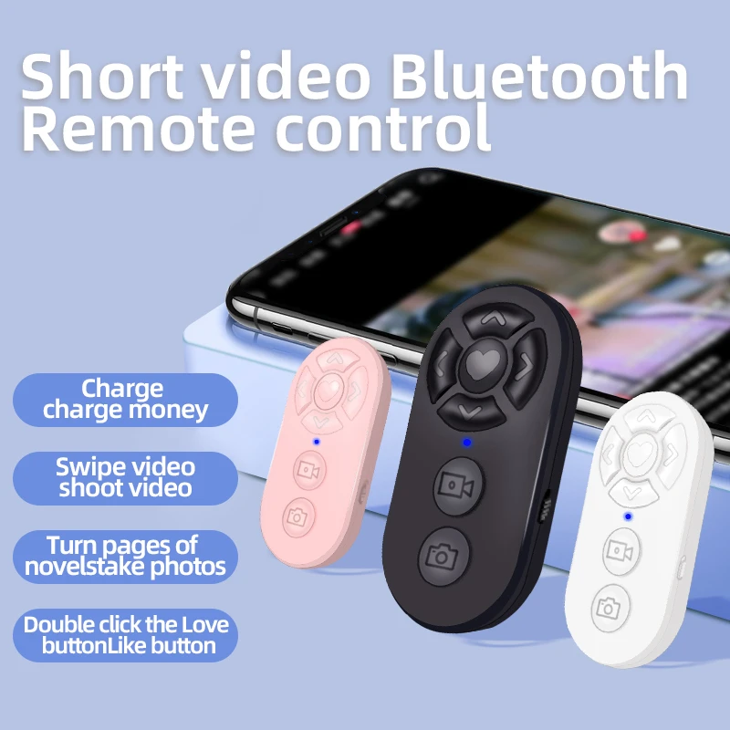 7 Buttons Wireless Phone Selfie Photo Shutter Tiktok Video Page Turner Rechargeable Bluetooths-compatible Remote Controller