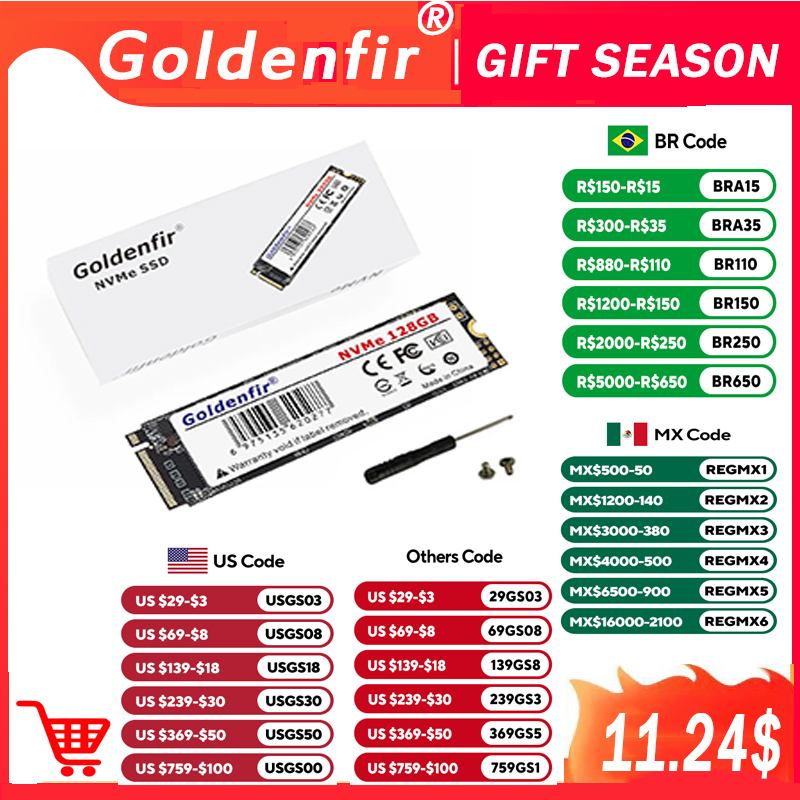 Goldenfir M.2 NVMe PCIe3.0Ã4 SSD 240GB 512GB 1TB Internal Solid State Drive 2280 For Laptop Desktop