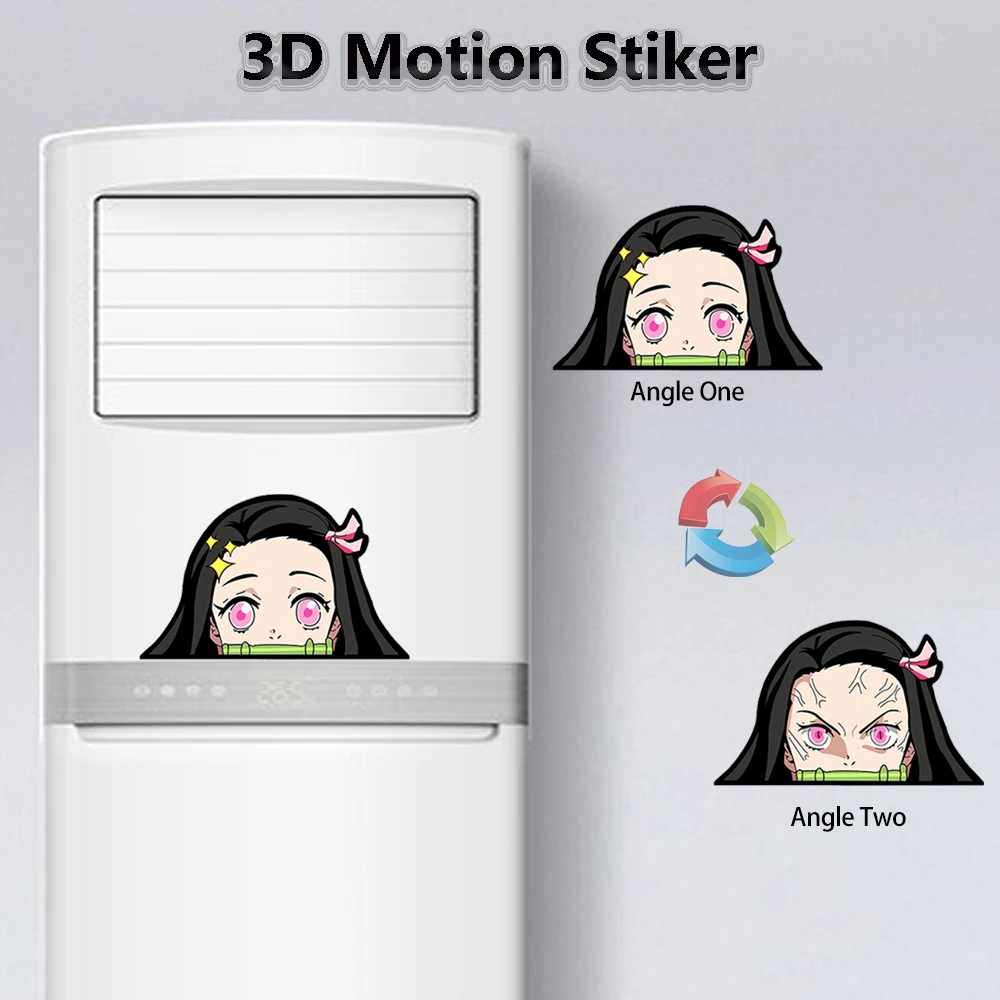 Kamado Nezuko Demon Slayer 3D Motion Stickers Self-adhesive Lenticular Waterproof Decals for Cars,Laptop, Air Conditioner,Etc.