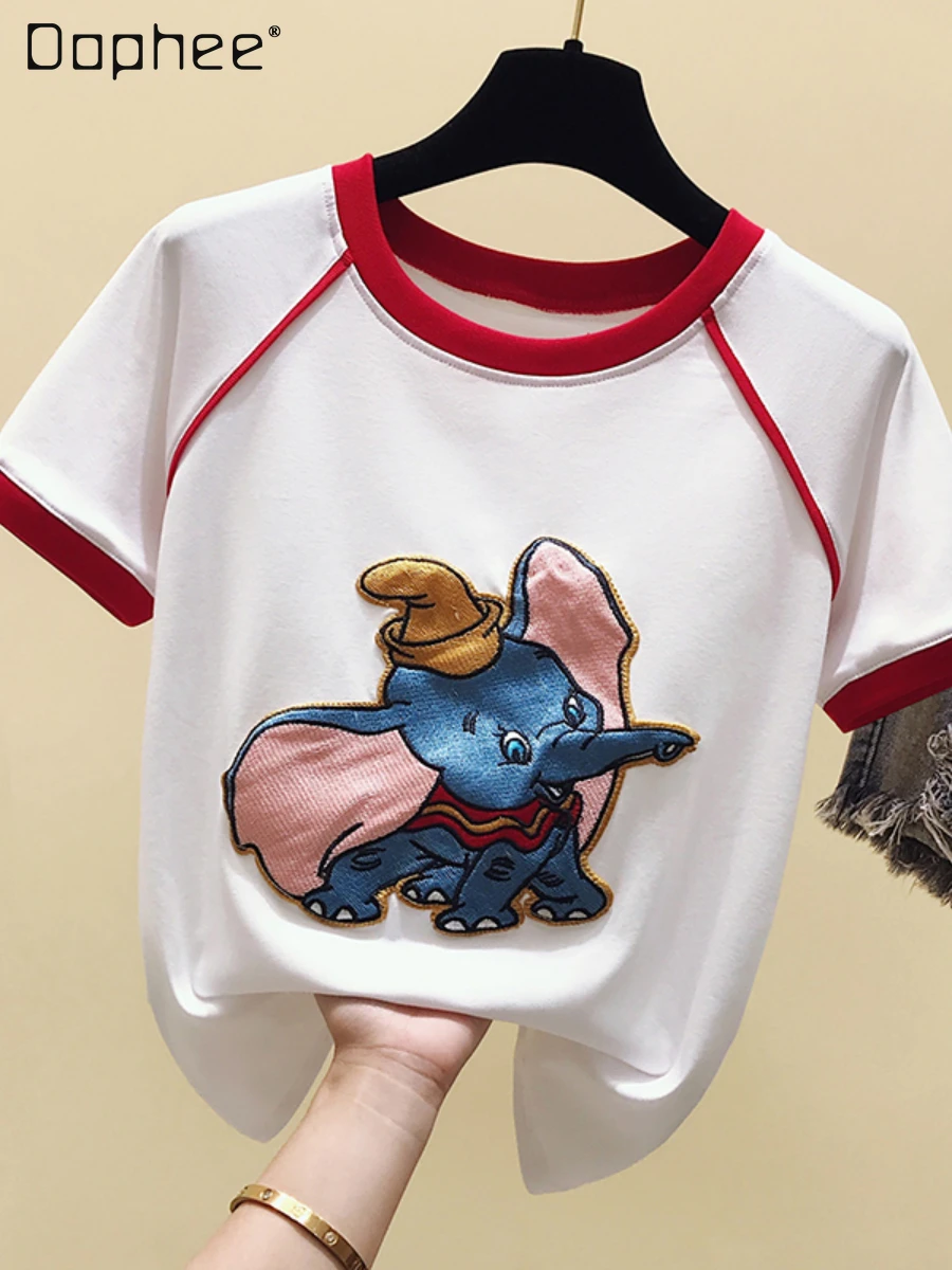 Shirt Cartoon Dumbo Dumbo Short Shirt White Shirt Dumbo Cotton T