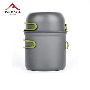 Widesea Ultralight Camping Cooking Utensils Outdoor Tableware Pot Set Hiking Picnic Travel Tourist Dishes Supplies Equipment 1