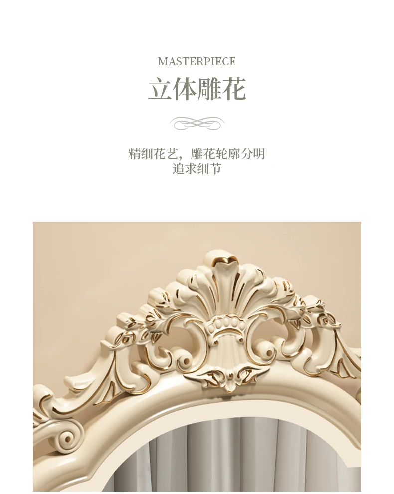 Description Picture 6 of itemNordic Luxury Vanity Tables Makeup Mirror Lights Vintage Vanity Tables Storage Cabinet Tavolo Trucco Bedrooms Furniture WZ50VT