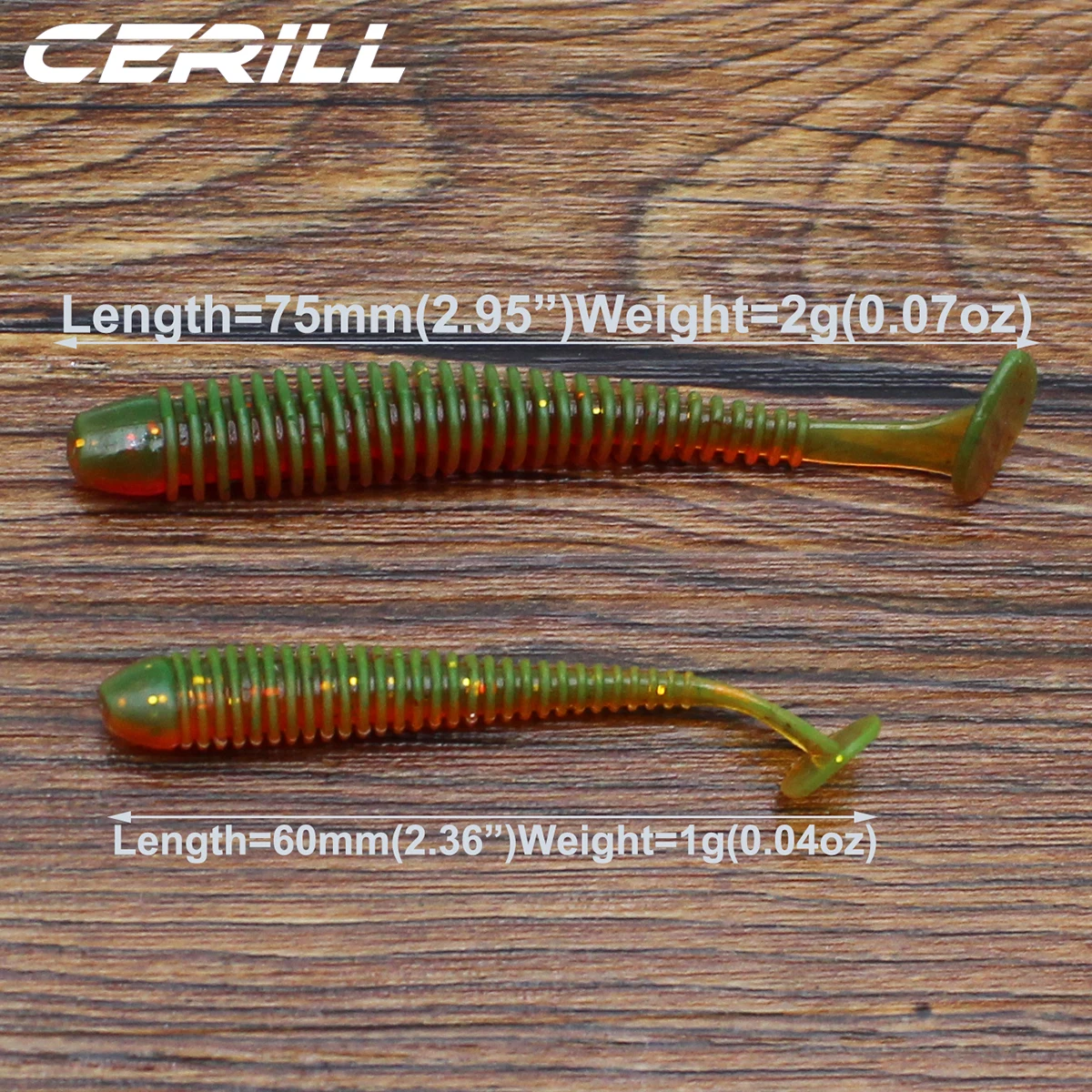 Cerill 10 PCS 6 cm 7.5 cm Silicone T Tail Worm Soft Fishing Lures  Artificial Baits Bass Jigging Wobblers Swing Swimbait Tackle