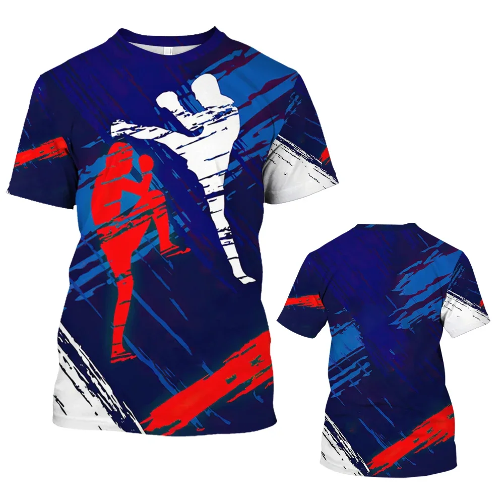 

kickboxing 3D Printing T Shirt Man Summer O-Neck Short Sleeve Oversized Top Casual Tee Loose Streetwear Harajaku