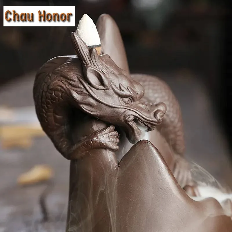 Lucky Dragon Waterfall Reflux Incense Burner Ceramic Handicraft Ornaments Supply Tea Ceremony Reflux Incense Burner Office Home