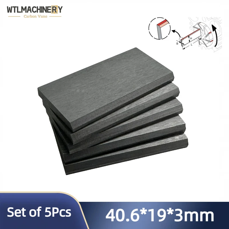 5Pcs 40.6*19*3 mm Carbon Vanes VT4.8 Graphite Vane For Vacuum Pump Air Pump Carbon Vane Sheet Compressor Blade
