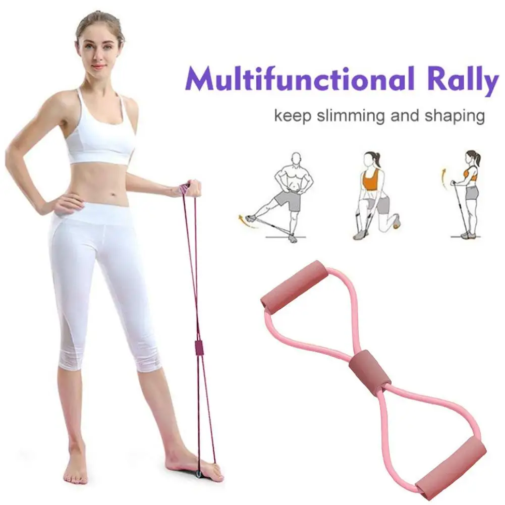 8-Word Type Exercise Rubber Resistance Band Resistance Bands Yoga Fitness Elastic Tube Rubber Belt Exercise Chest Expander Fitness Resistance Band Fitness Accessories