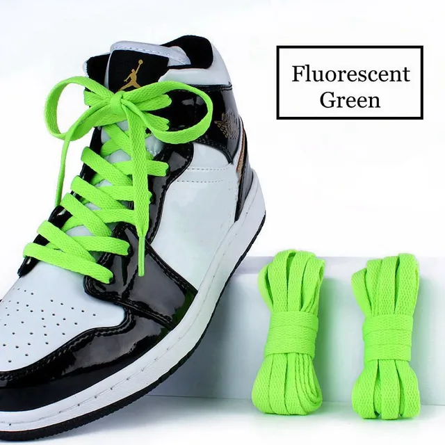 36Colors Flats Shoelaces For Air Force Tennis Shoe Laces Sneaker White Black Canvas Men Women Shoelace Basketball Shoes Strings Fluorescent green