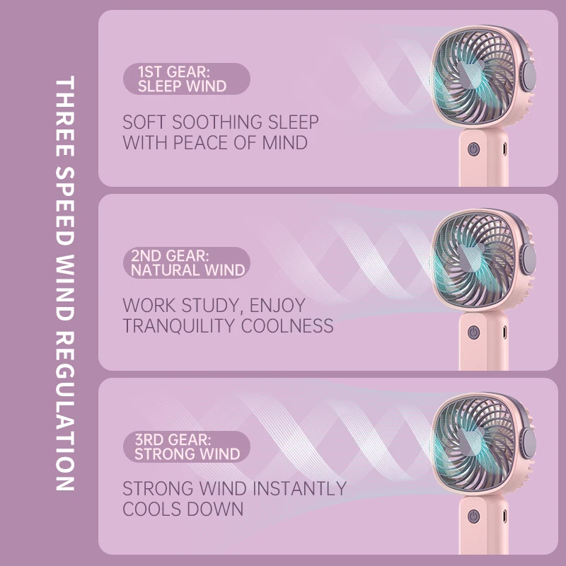 Compact Handheld Multi-Functional USB Desk Fan with Stand - Portable and Rechargeable for Home, Office, and Outdoor Use