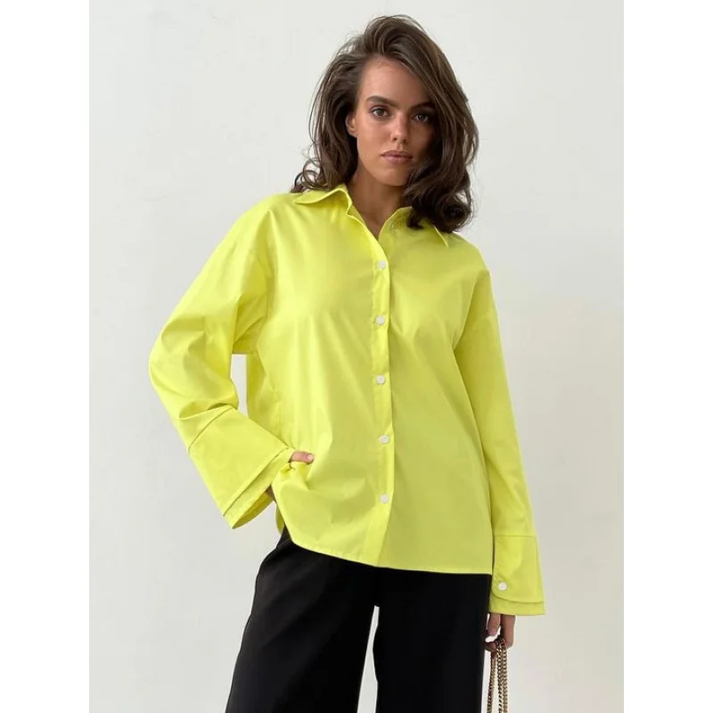 

Spring Lapel Elegant Office Commuter Women's Shirt 2024 New Casual Fashion Wholesale Top Women's Yy18